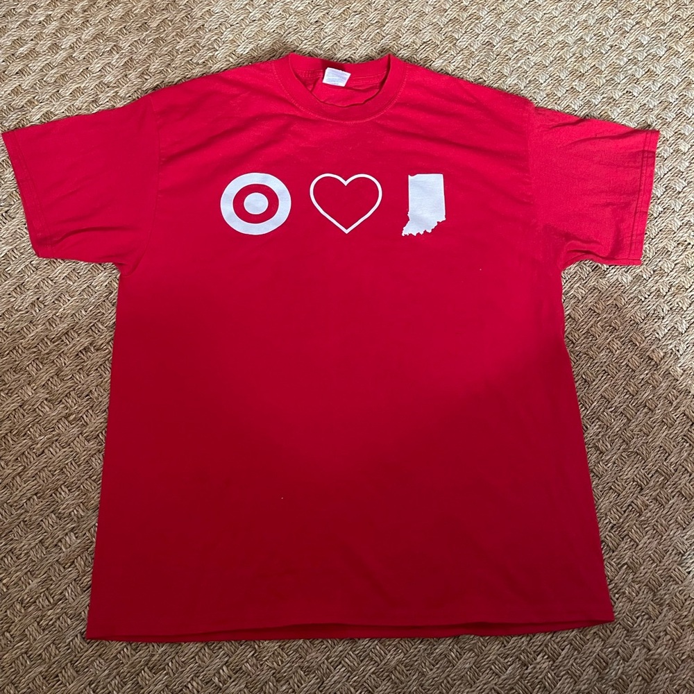 🌈Target Store Employee Uniform Red T-Shirt Target Loves Indiana, Size XL